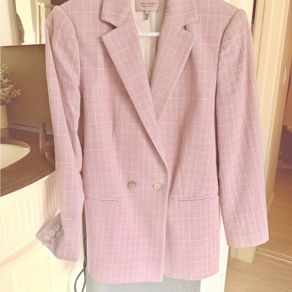 Rebecca Taylor Tailored Pink Plaid Double-Button Blazer - Picture 4 of 5